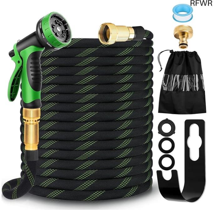 RFWR® Flexibele Tuinslang 15 m met Multifunctioneel Sproeipistool – Ideaal voor Tuin & Auto