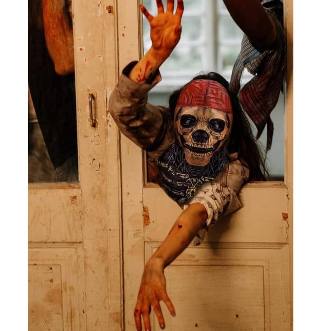 Hersenschedelmasker, zombie Halloween horror masker One size fits all adults beige