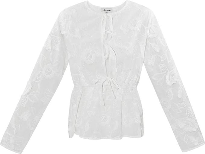 Yehwang- Blossom Bow Top - Wit - Maat S
