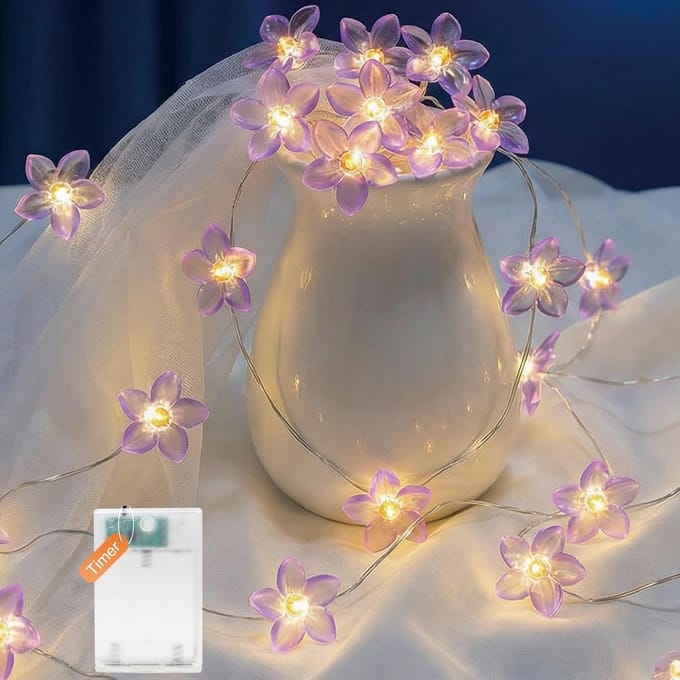Lichtketting Bloemen - Lelie Slinger - Decoratie Binnen - Met Timer Functie - 2 Meter - Warm Wit
