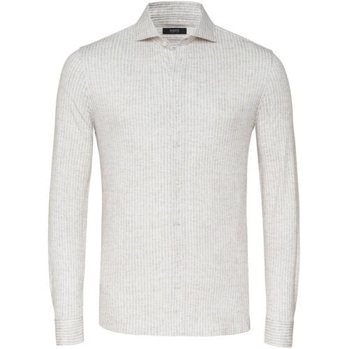 Desoto Luxury Overhemd Linnen Look Stripe Sandy / male