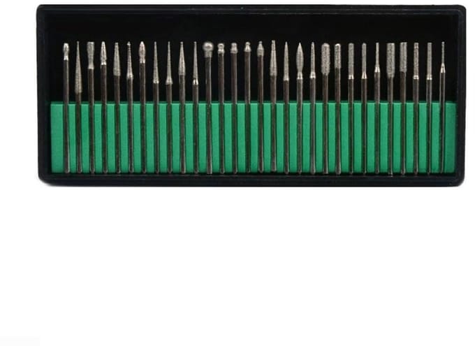 30-Piece Diamond Coated Drill Bit Set for Dremel Tools, Suitable for Jewellery and DIY with Precise Tips for Beads, Pendants and Small Stones (3 Handle Set)