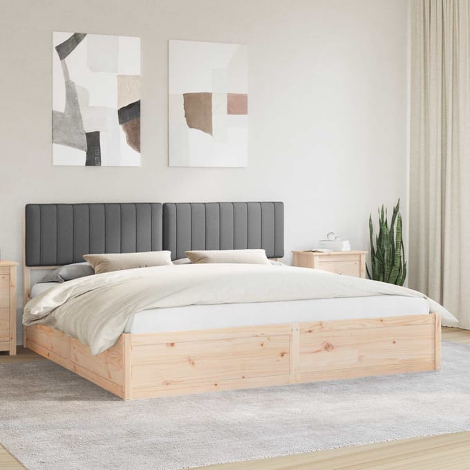 vidaXL - Bedframe - met - Gevoerde - Hoofdbord - Donkergrijs - 200 - x - 200 - cm