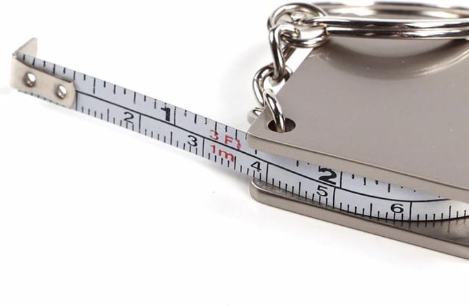 WiseGoods Mini Meetlint Sleutelhanger - Compacte Rolmaat - Meten tot 70 cm - Zilver