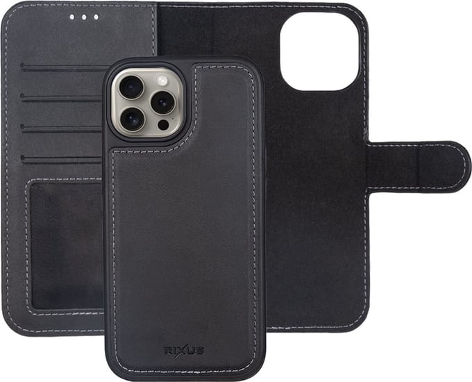 Rixus Duo Magnetic Detachable Wallet For Apple iPhone 16 Pro Black