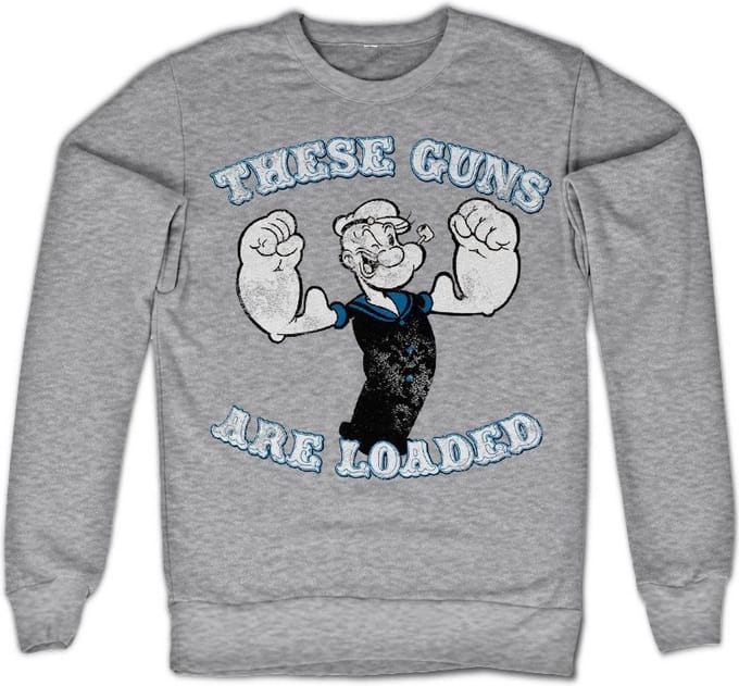 Popeye These Guns Are Loaded-sweatshirt, grijs gemêleerd