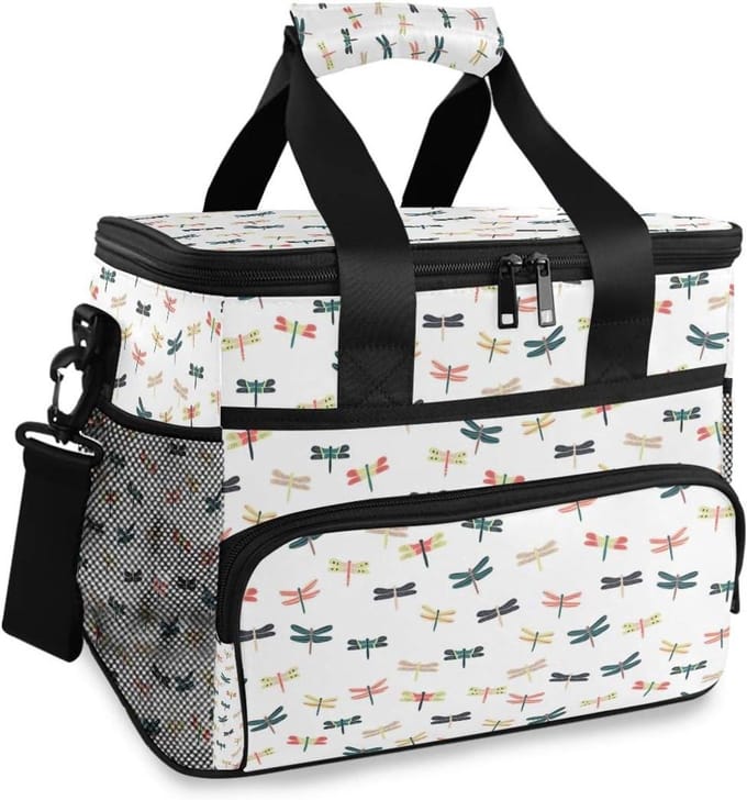 Koeltas - Lunchtas - Picknick en uitjes - Libellen patroon - 15L - Multicolor