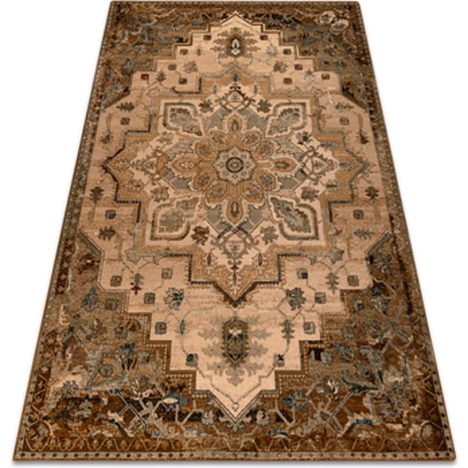 Kleden Rugsx Wollen tapijt OMEGA ABBAS Vintage, rozet kamel 200x300 cm