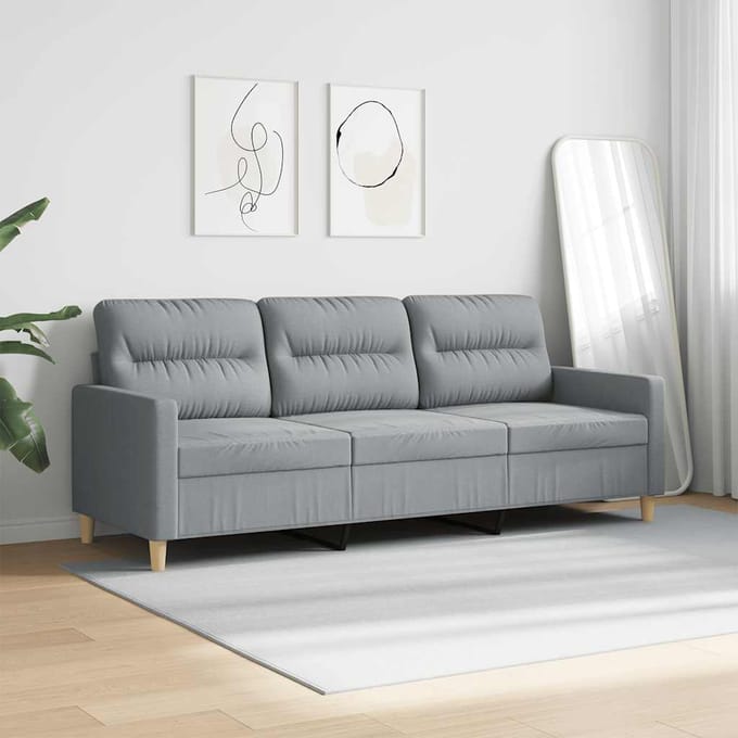 vidaXL - Driezitsbank - 180 - cm - stof - lichtgrijs