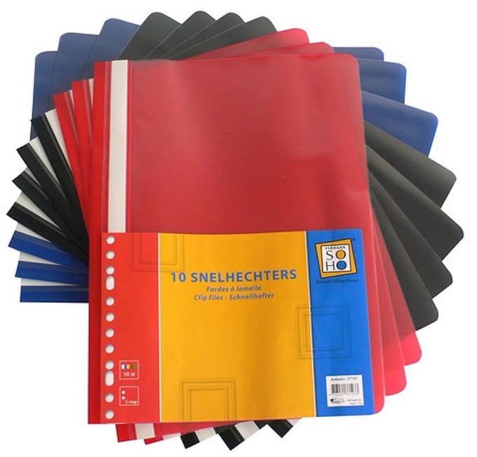 SOHO Snelhechters – Snelhechtmap – Snelbinders – Documentenmap – A4 – 10 stuks – Basis kleuren