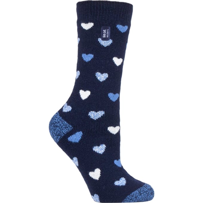 Heat Holders Lite - Geïsoleerde thermo damessokken - Navy Heart (Jasmine)