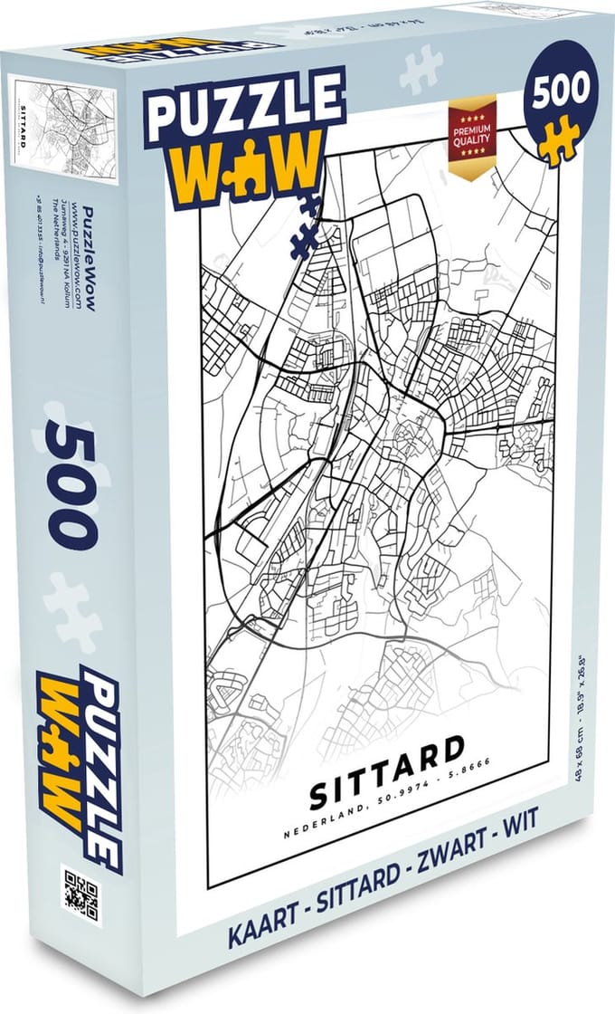 Puzzel Kaart - Sittard - Zwart - Wit - Legpuzzel - Puzzel 500 stukjes