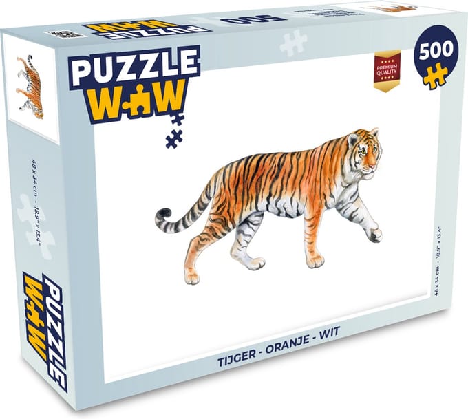 Puzzel Tijger - Oranje - Wit - Legpuzzel - Puzzel 500 stukjes