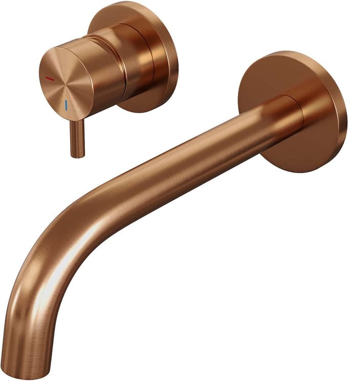 Brauer Copper Edition Wastafelmengkraan inbouw - gebogen uitloop rechts - hendel kort smal - model B2 PVD - geborsteld koper