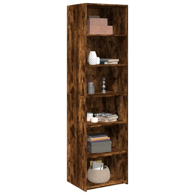 vidaXL - Hoge - kast - 50x41x185 - cm - bewerkt - hout - gerookt - eikenkleurig