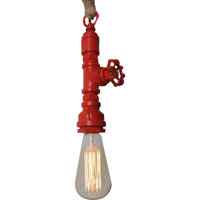Näve Hanglamp Vintage met hennepkabel - rood