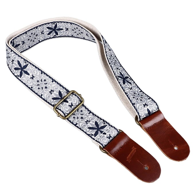 Geborduurde Ukulele Riem Etnische Stijl Verstelbare Lengte Nylon Leer Comfortabele Pasvorm Ukulele gray