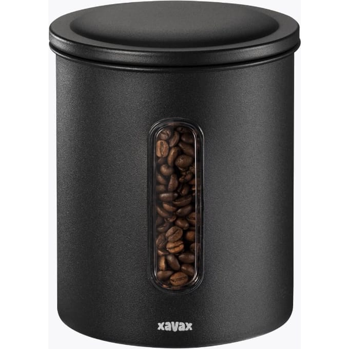 Xavax Koffieblik   500 g Zwart   Koffieblikken   Luchtdichte voorraadpot met kijkvenster voor vers behoud van bonen en gemalen koffie