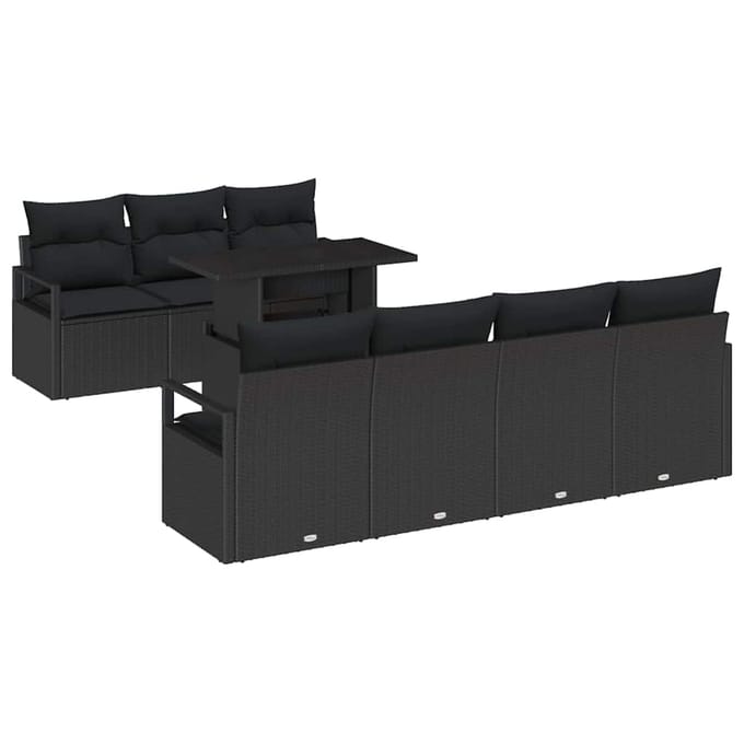 vidaXL Tuin Sofa Set 8 st 7-zits Zwart poly rattan