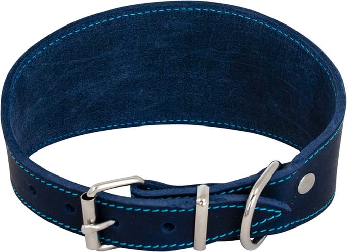 JACK and VANILLA windhond halsband vetleder blauw timeless nek 26-30 cm