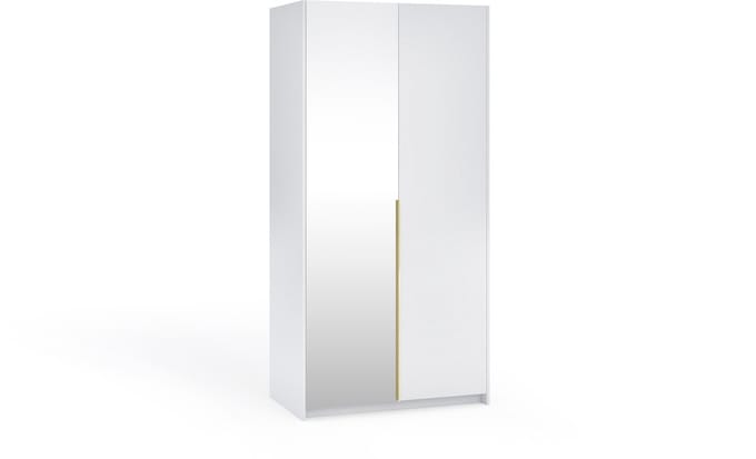 Kledingkast Apollonia met Spiegel 100 x 204 cm (wit, gouden handgrepen)