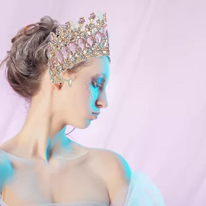 Dames Bruiloftskroon Bruid Legering Strass Kroon Haaraccessoires voor Prom Kostuumfeest Roze en Goud gray