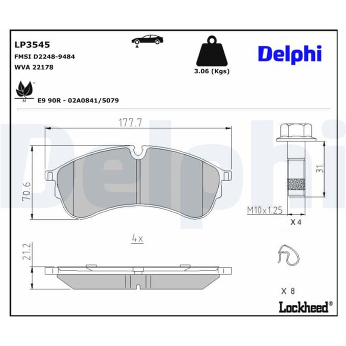 Remblokset DELPHI LP3545, voor
