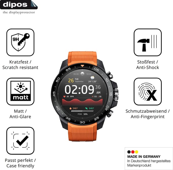 dipos – 2x Matte Pantserfolie geschikt voor Xiaomi Mibro GS Explorer S | 9H Screenprotector