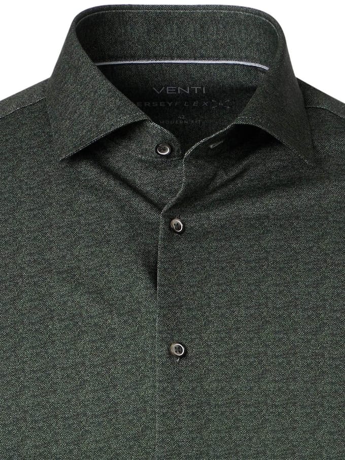 Venti Jerseyflex Overhemd Print Modern Fit Groen - L