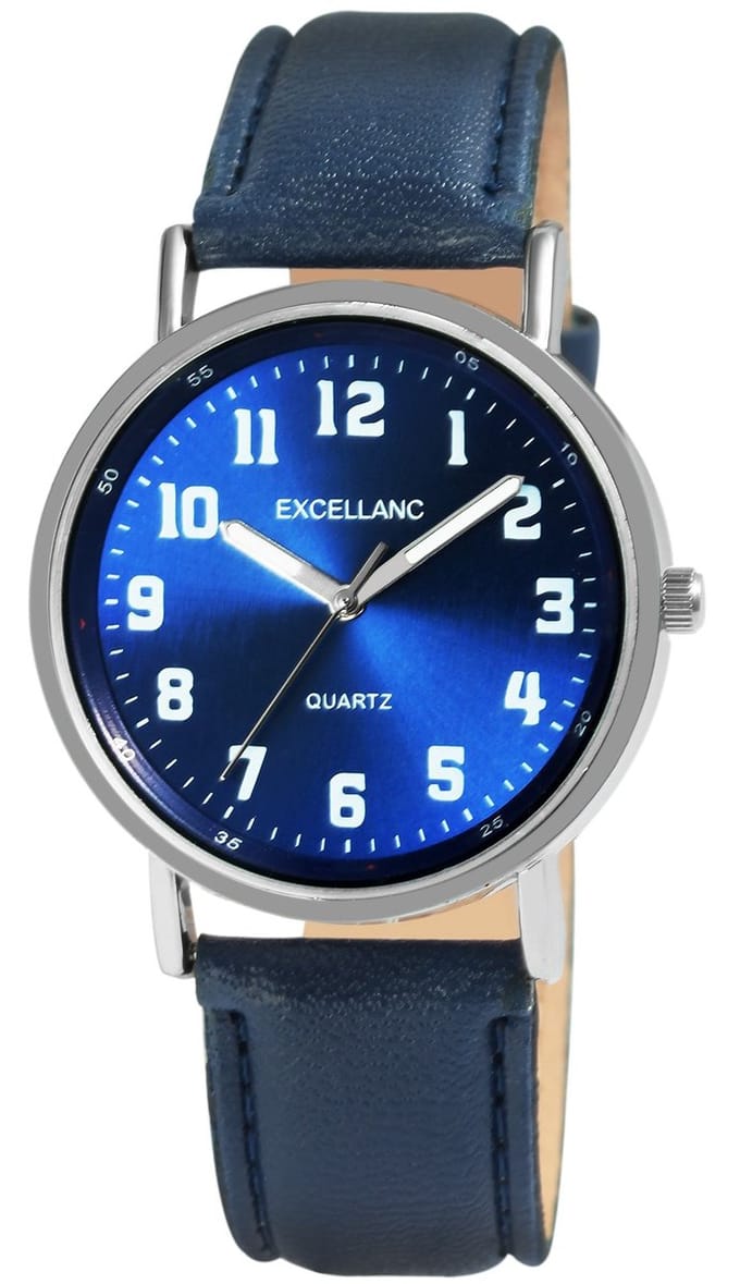 EXCELLANC Herenhorloge van imitatieleer 2900229 Leren band, lichtgevende wijzers, basic, heren