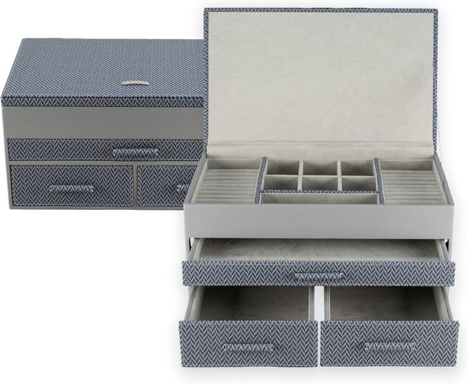 Sieradendoos - Opberger - Sieraden organiseren - Drie verdiepingen - 31 cm breed - Grijs