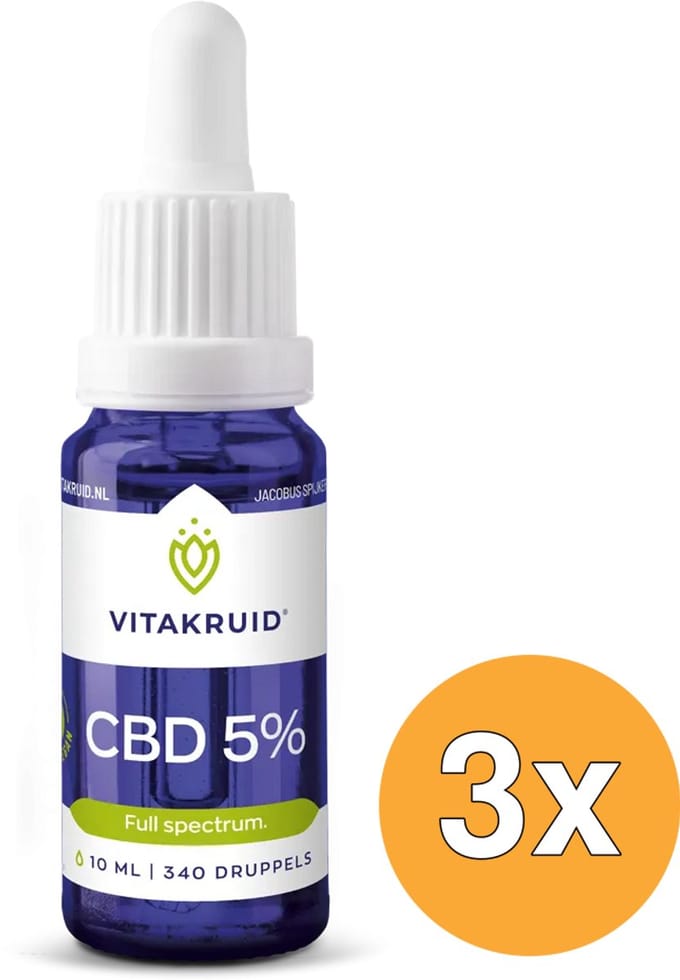 3x Vitakruid CBD Olie 5% Full Spectrum met MCT als Drager (10 ml)