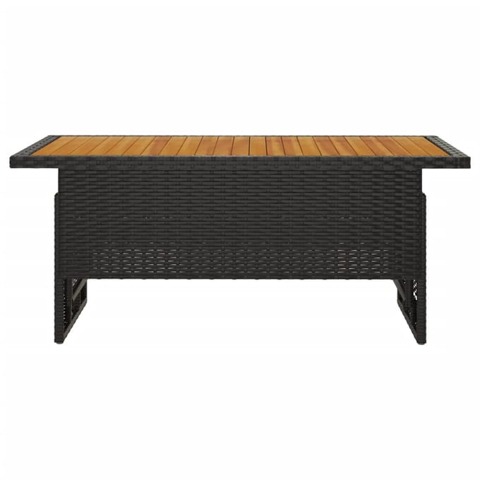 vidaXL - Tuintafel - 100x50x43/63 - cm - acaciahout - en - poly - rattan - zwart