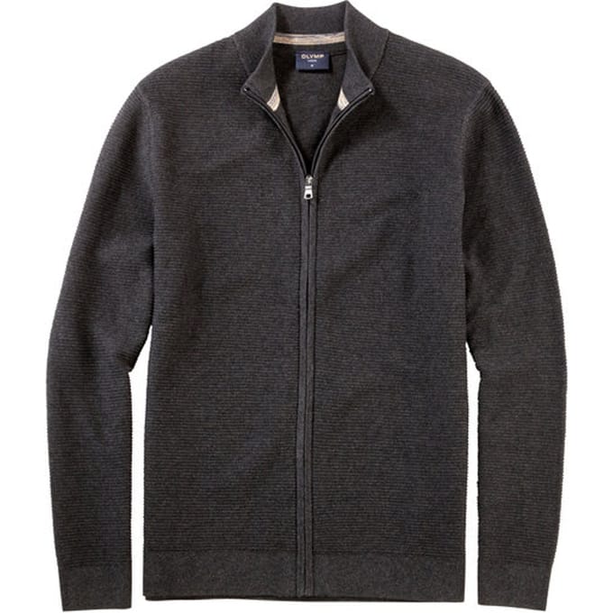 OLYMP Casual modern fit pullover katoen - antraciet - Maat: L