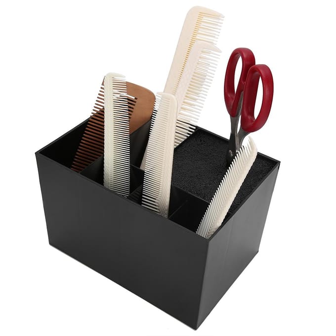 Boîte de Rangement Organisateur Ciseaux Peignes Coiffeur Salon de Coiffure Support Rangement Outils Coiffure black