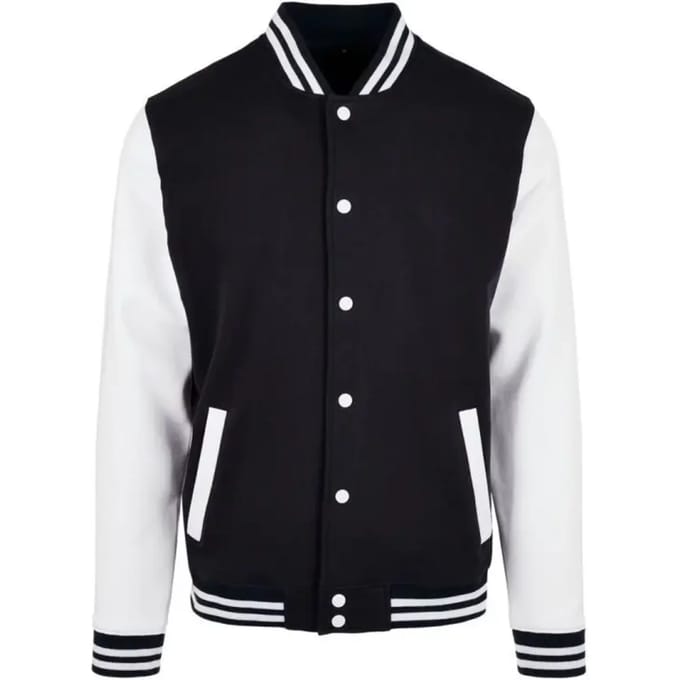 Build your Brand Basic College Jacket BYBB004 - Black/White - S