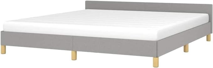 Bedframe met hoofdeinde - Ledikant Tweepersoons - Goede Nachtrust - Multiplex Lattenbodem - 180 x 200 cm - Lichtgrijs