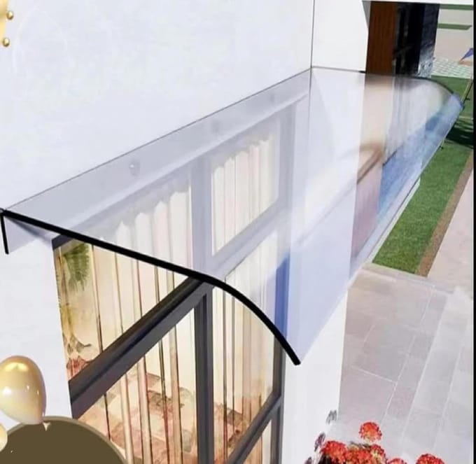 Waterdichte Luifel - Terrasoverkapping Buiten - Bescherming tegen Weer - UV Bestendig Polycarbonaat - 40 x 260 cm - Transparant