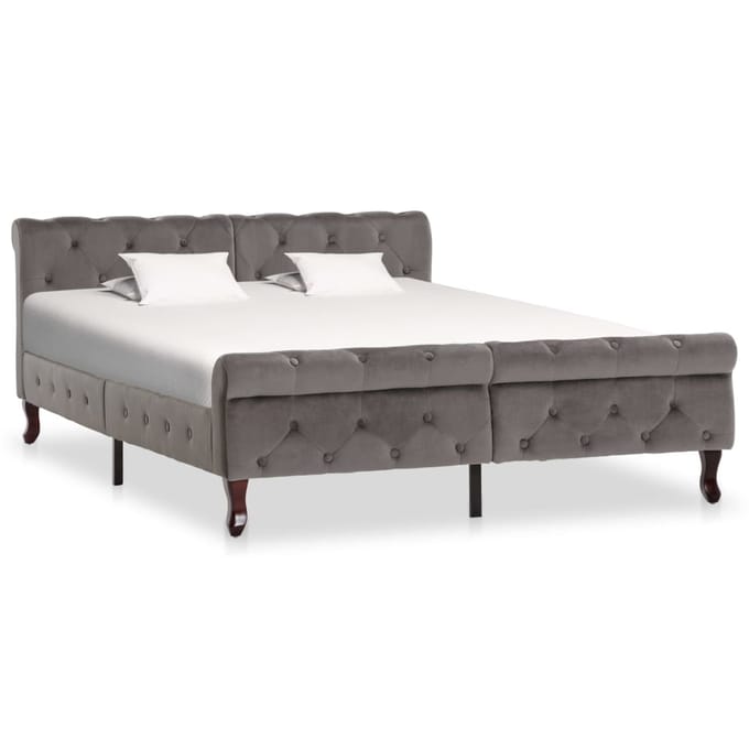 vidaXL - Bedframe - fluweel - grijs - 140x200 - cm