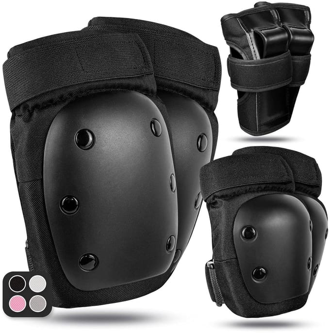 Beschermset 6 stuks - Knie-, elleboog- en handbeschermers zwart