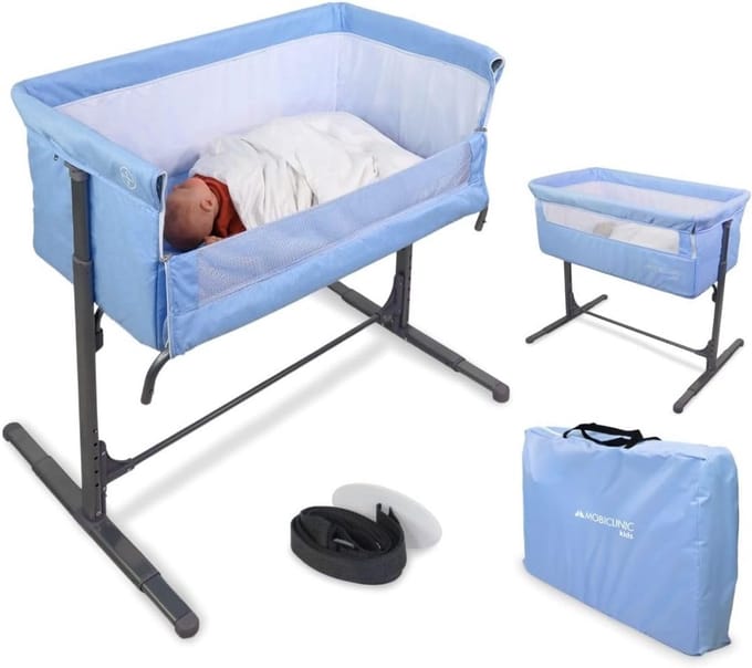 Co-sleeper Wieg 2-in-1 met Wieltjes en Verstelbare Hoogte voor Baby's