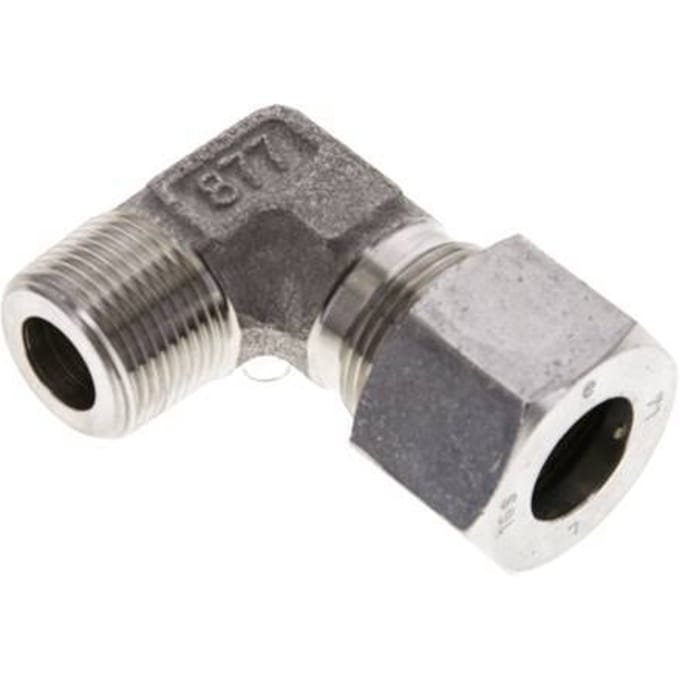 16S & M22x1.5 (con) RVS L-Vorm Snijringkoppeling Buitendraad 400bar ISO 8434-1