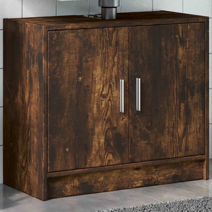 vidaXL - Wastafelkast - 63x29x55 - cm - bewerkt - hout - gerookt - eikenkleurig