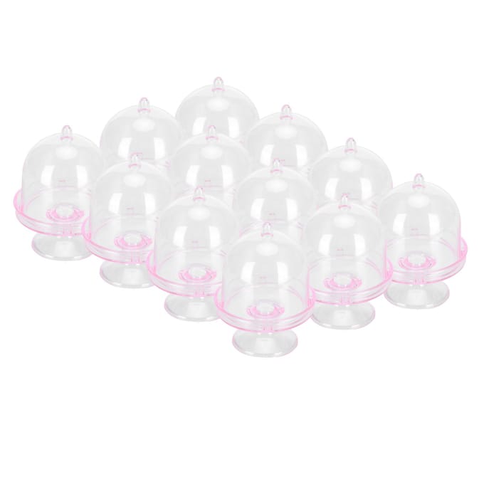 Lot de 12 mini boîtes à bonbons, présentoirs à gâteaux et cupcakes avec couvercle, accessoires de fête roses rose