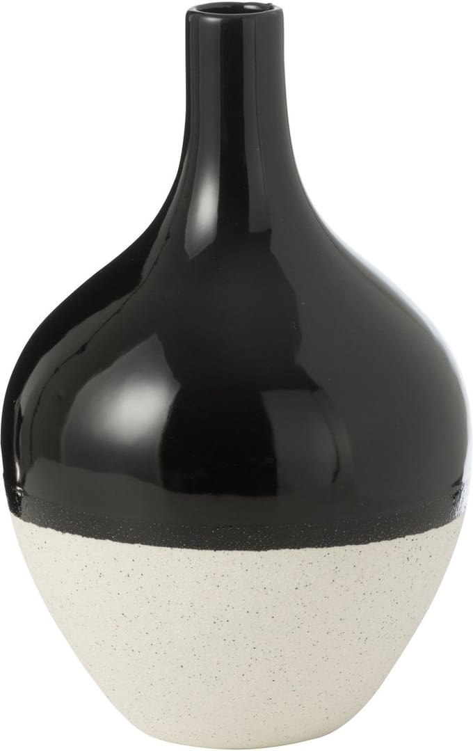J-Line vaas Iva - porselein - zwart/wit - large - Ø 21 cm
