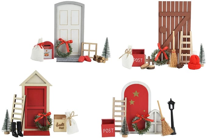 Decoris kerstdorp accessoires set hout kerstdecoratie 15x6x24cm.