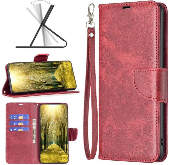 MobyDefend Hoesje - Geschikt voor Xiaomi Redmi Note 14 Pro Plus - Wallet Book Case Met Koord - Rood
