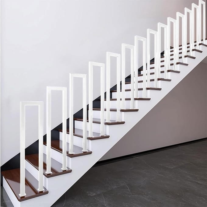 Trapleuning Staal - Veiligheidshandvat - Veilig Lopen - Verstelbaar Ontwerp - 35-100cm Lengte - Wit