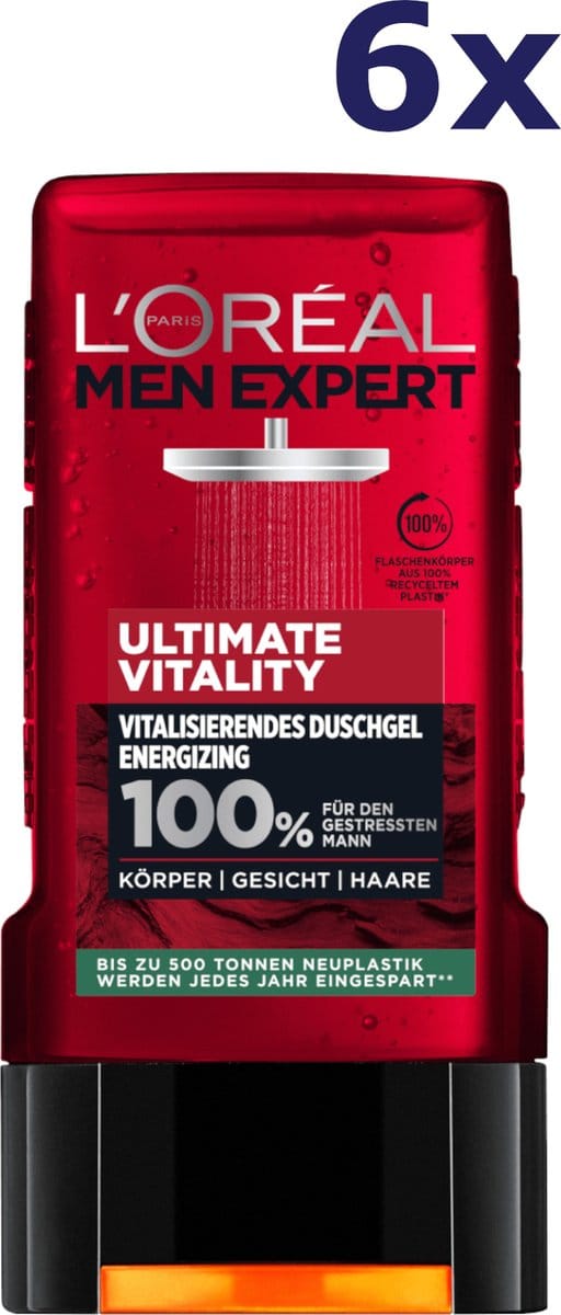 6x L'Oreal Men Expert douchegel 250ml Ultimate Vitality