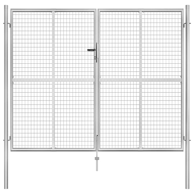 vidaXL - Tuinpoort - gegalvaniseerd - staal - 306x200 - cm - zilver